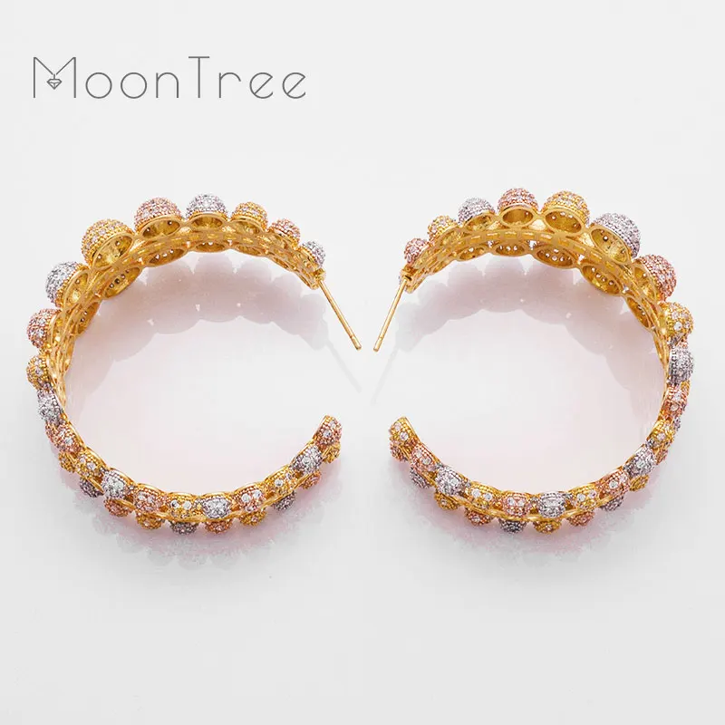Роскошные шариковые серьги MoonTree 48 мм большие полностью покрытые мелким
