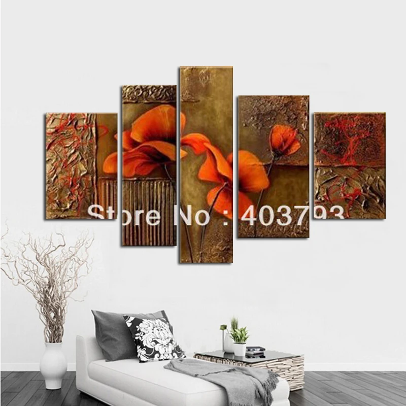 5PC MODERN ABSTRACT HUGE WALL ART OIL PAINTING ON CANVAS stretched /framed