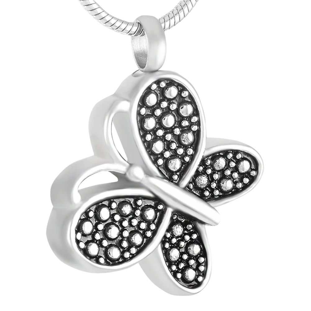 

IJD9333 Butterfly Cremation Jewelry for Ashes Pendant Stainless Steel Keepsake Ashes Memorial Urn Necklaces for Pet Human