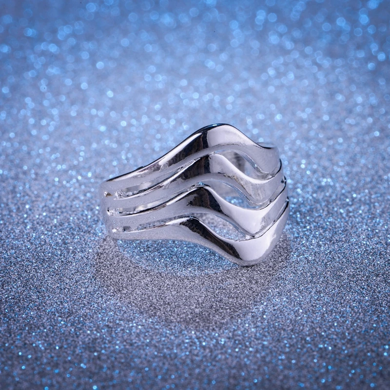 Ослепительные круглые посеребренные кольца оптовая продажа модные ювелирные