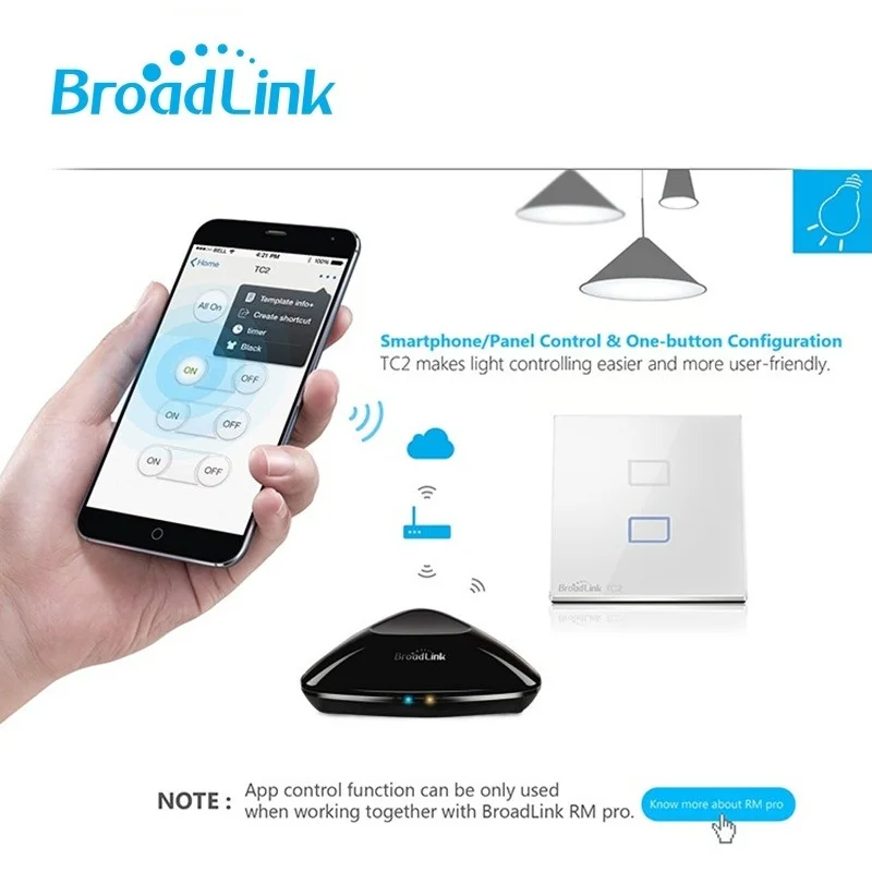 Broadlink RM Pro + 3 Gang tc2 Великобритании Стандартный интеллектуальный WI-FI IR rf Управление
