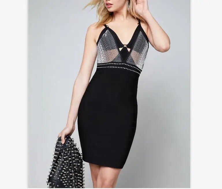 

Summer Dress Sexy Fashion Night Club Celebrity Party Dress Women Bandage Dresses Black