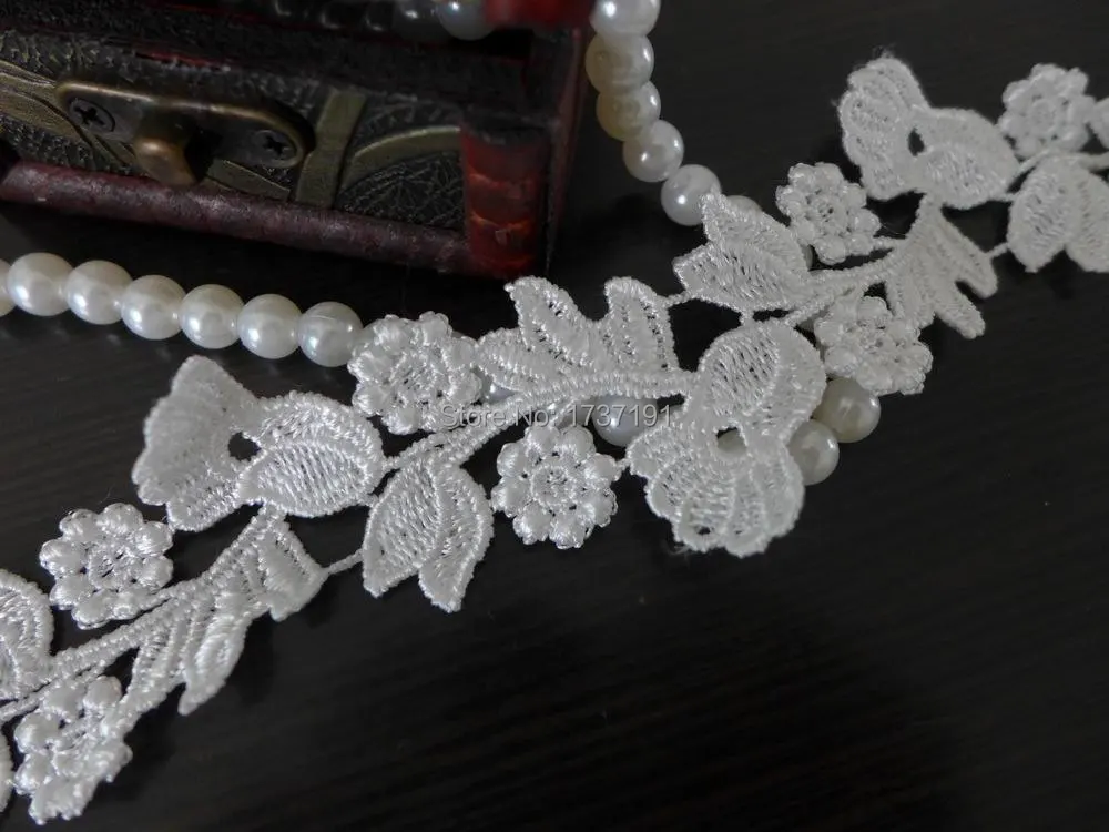 Белая вышитая Венецианская кружевная отделка 5 ярдов из полиэстера с