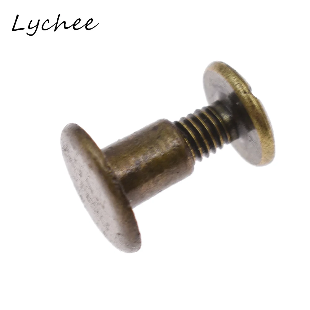 Lychee 50 наборов 8 5x8 мм бронзовые круглые плоские металлические шпильки винтовые