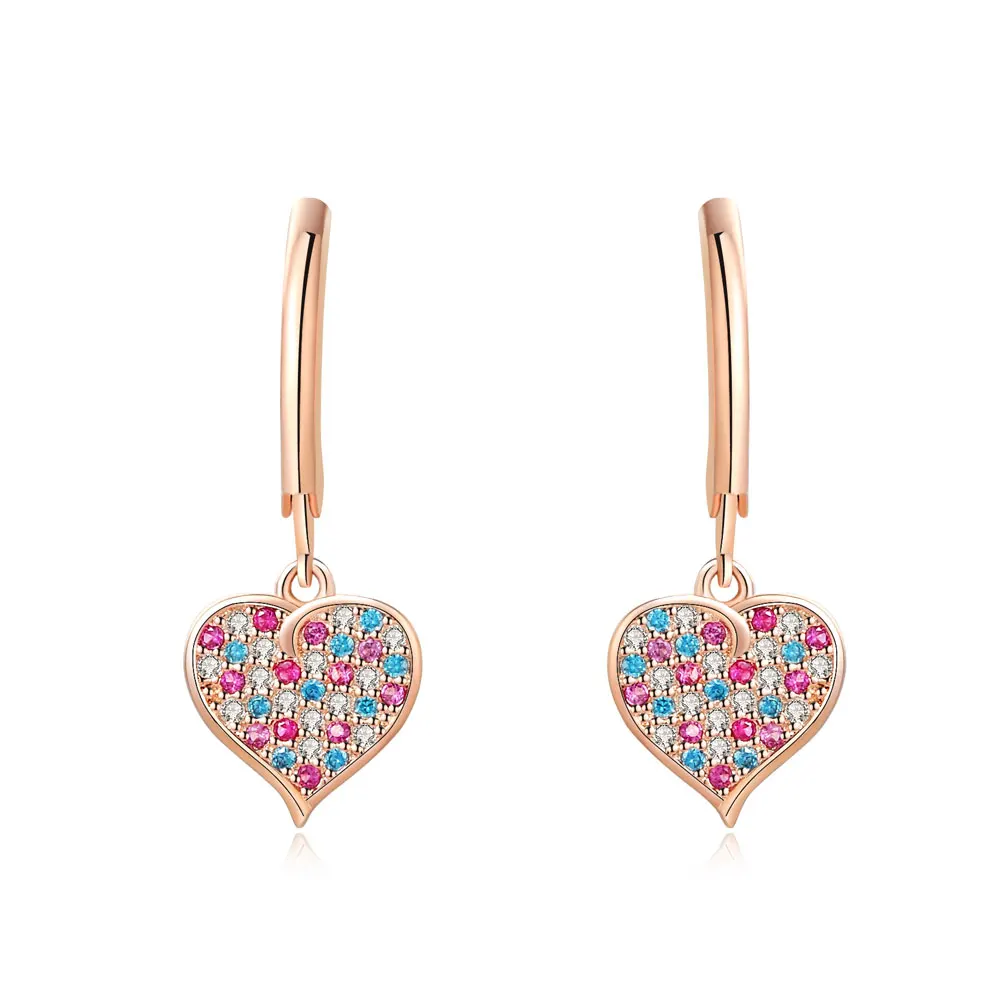gold(luo) Серьги в форме сердца, милые серебряные и золотые серьги, блестящие великолепные серьги в виде милой любви для девочек, для детей и женщин, хороший подарок - Окраска металла: gold(luo)