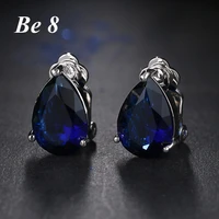 be8 brand beautiful blue water drop rhinestones hoop earring white gold color for women wedding party brincos jewelry gift e 209