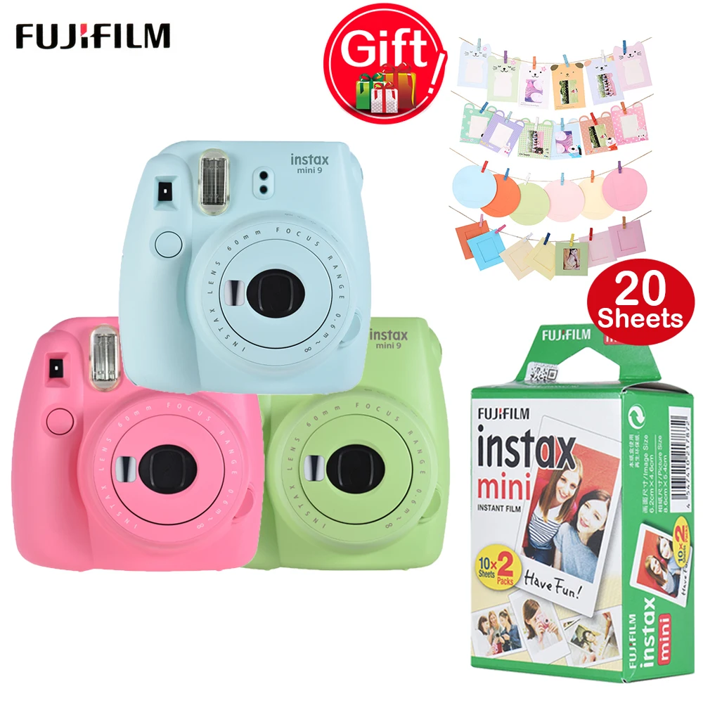 Fujifilm Instax Mini 9 камера+ 20 листов мини 8 9 мгновенная пленка+ 32 шт. аксессуары для Камеры Красочная фотография настенная рамка