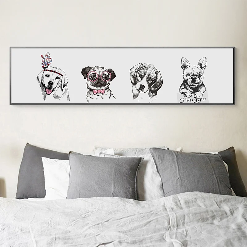 Креативная картина в скандинавском стиле с милыми щенками Постер и печать на
