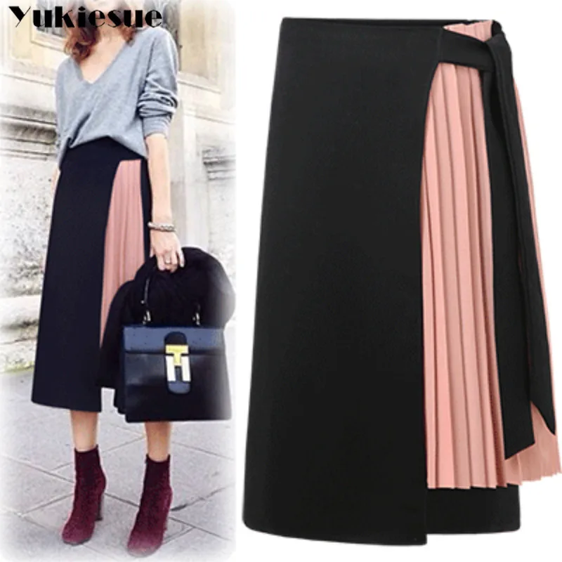 Высокая талия Женская юбка Юбки мода 2019 Асимметричная женская s плиссированная