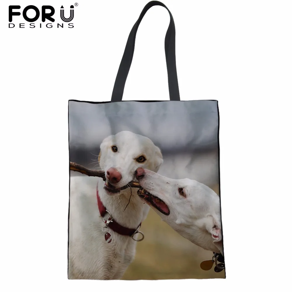 

FORUDESIGNS eco Bag Fashion Ladies Shopper Bags Cute Greyhound Prints Female Environmental Protection Shoulder Bags Women