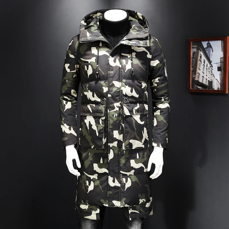 Мужская хлопковая парка с капюшоном черная Длинная утепленная куртка верхняя