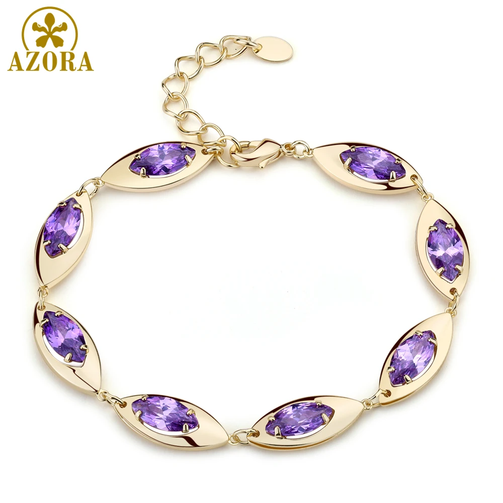 Женский браслет с фианитом AZORA золотистый украшенный TS0183 2019|Цепочки и браслеты| |