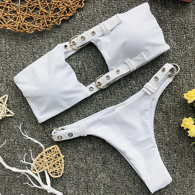 B592White Сексуальное леопардовое бикини, бразильский купальник, женский купальник с застежкой, Женский комплект бикини из двух частей, купальный костюм с пуш-ап - Цвет: B592White