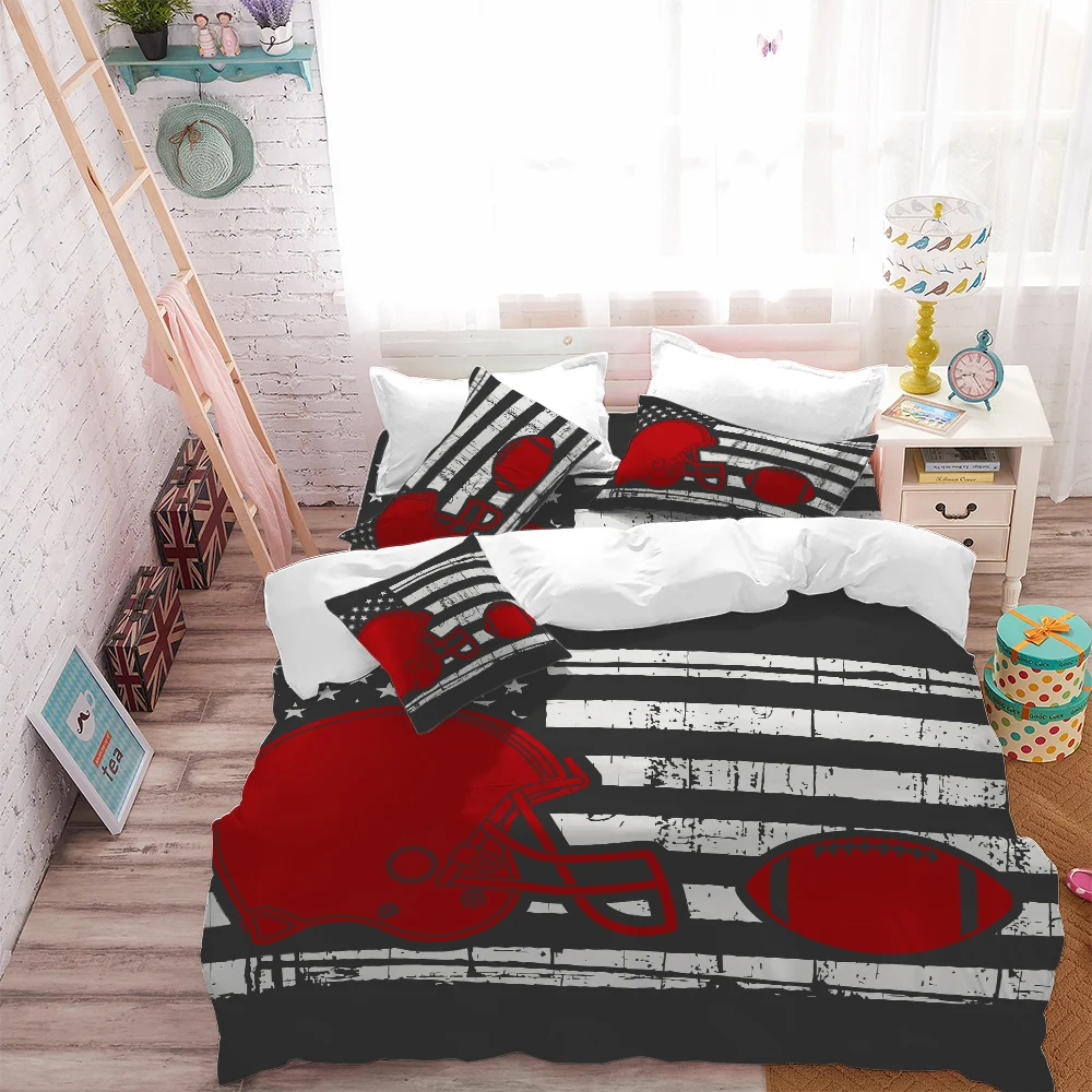 Набор постельных принадлежностей с американским флагом кепка для регби американский футбол пододеяльник