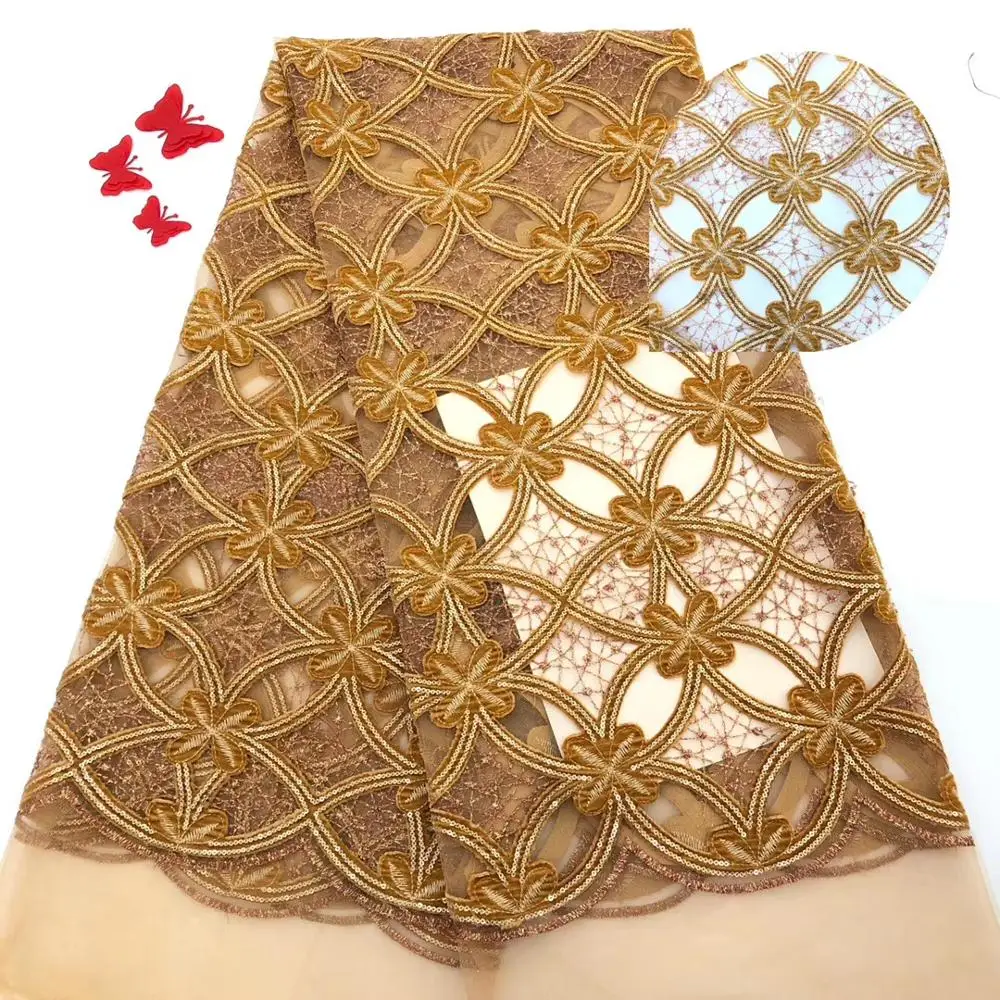 

GOOD quality african velvet lace fabric new fashion deisgn 5yards african velvet lace for dress sewing JIAJUN281