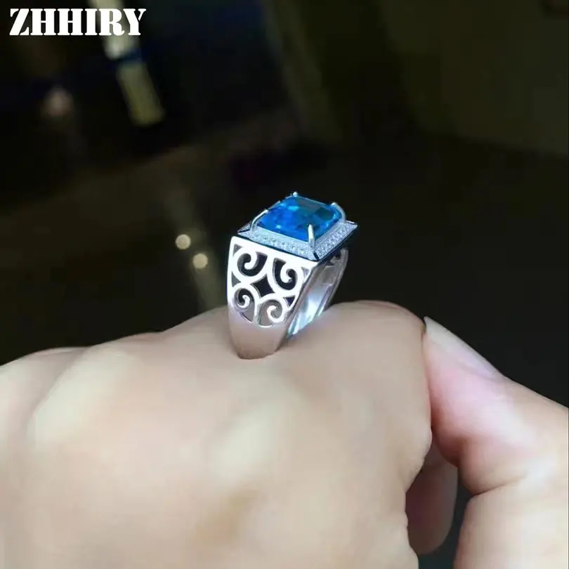 ZHHIRY мужские кольца из драгоценных камней подлинный Натуральный топаз женское