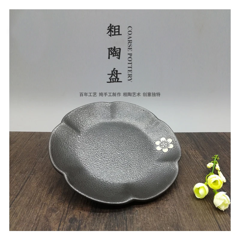 1pcs Vintage black gold lotus leaf dinner plate stoneware dish dining room kitchen accessories various sizes available | Дом и сад