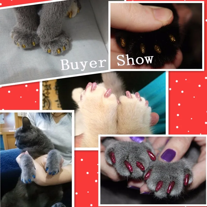 20 шт./пакет мягкая кошка ногтей Шапки/Кот покрытие для ногтей/Paw Шапки/накладных когтей для домашних питомцев с закругленными краями и бесплатный клей Размеры XS размеры S, M, l