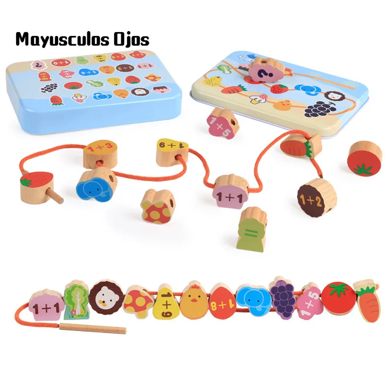 1 шт. деревянный бук фруктовый животный узор Когнитивное сложение вычитание