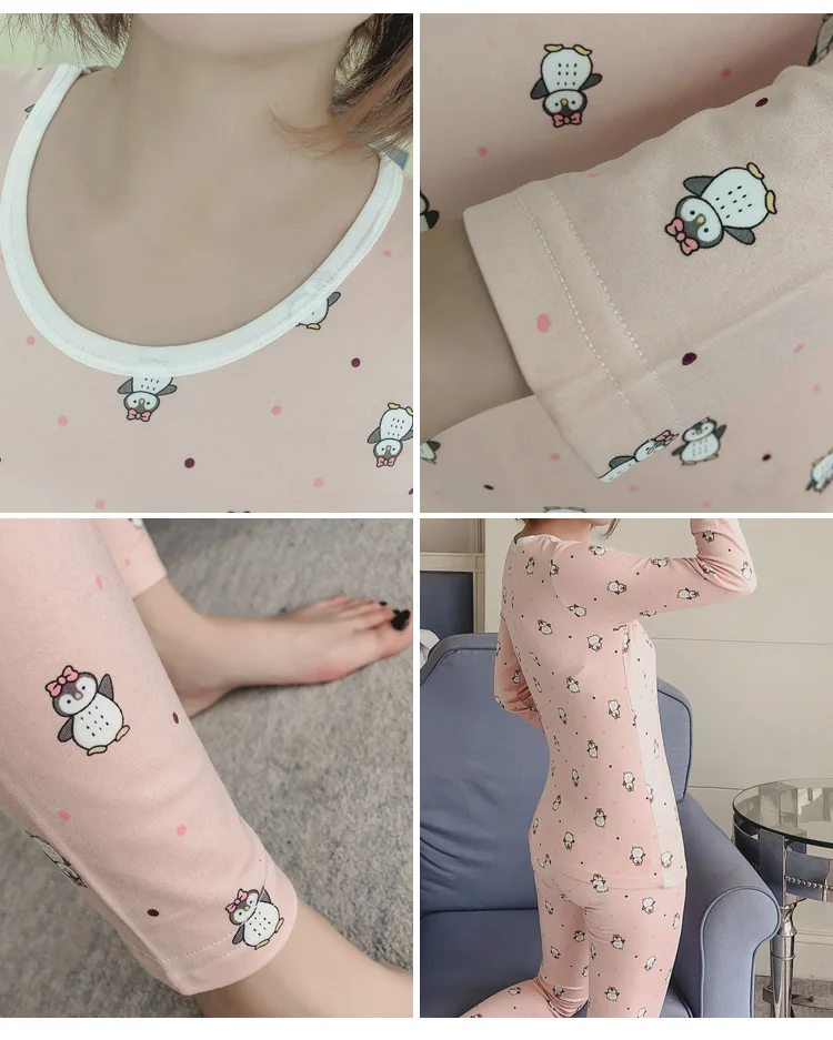Зимние женские пижамы костюм с длинными рукавами мультфильм девочек сексуальные