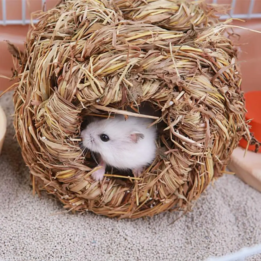 Pet Woven Grass Straw Small Rabbit Hamster Cage Nest House Chew Toy Hedgehog Bed Cute | Дом и сад