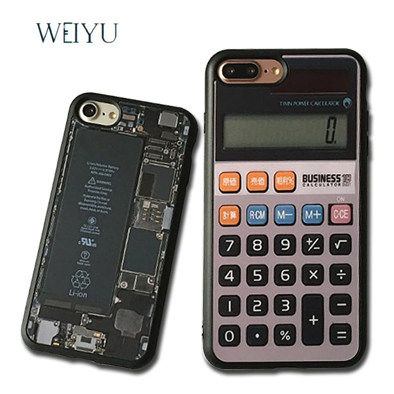 WEIYU Phone cases For Apple iphone 6 6S 7 X 8 Plus Mirror Calculator Text Soft Silicone Back cover iPhone case Accessories |