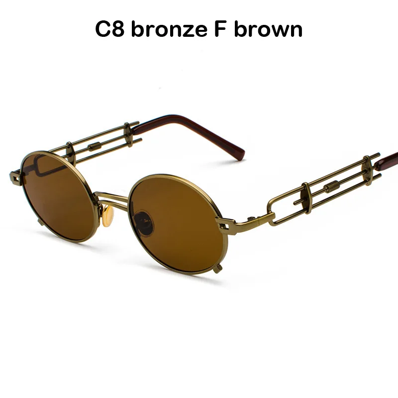 C8 bronze F brown BANSTONE, мужские солнцезащитные очки в металлической овальной оправе, стимпанк, готика, вампир, уникальные, Ретро стиль, 1980 s, солнцезащитные очки, косплей стиль, Oculos De Sol - Цвет линз: C8 bronze F brown