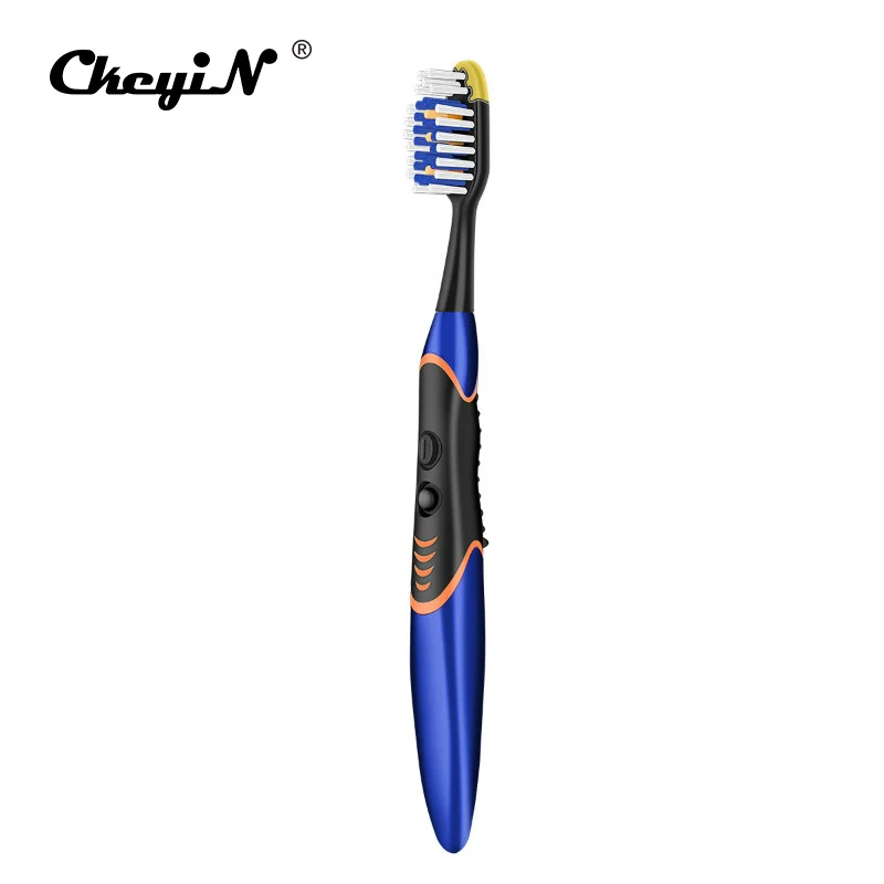 Blue 30000/минут звуковая зубная щетка двухсторонняя Глубокая Очистка зубов отбеливающая зубная Щетка скребок для языка Водонепроницаемая P0 - Цвет: Blue