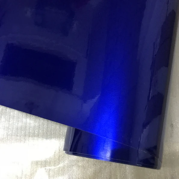 Blue 50 см X 150 Глянцевая металлик винил плёнки голубой конфетный Gloss Car обёрточная бумага фольга с пузырьков воздуха блестящий автомобиль клей стикеры - Название цвета: Blue
