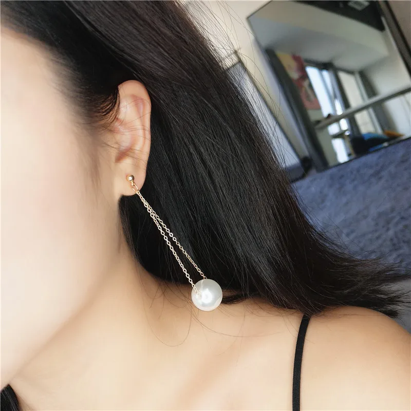 Женские длинные висячие серьги в Корейском стиле с искусственным жемчугом