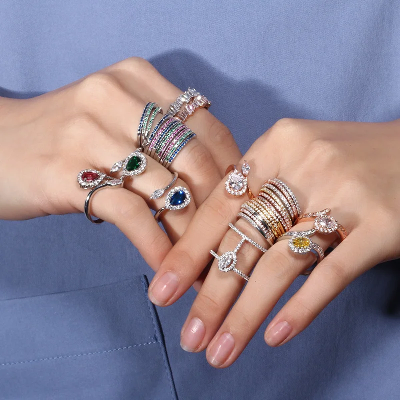 Комплект женских колец из фианита AAA + R093|Кольца| |