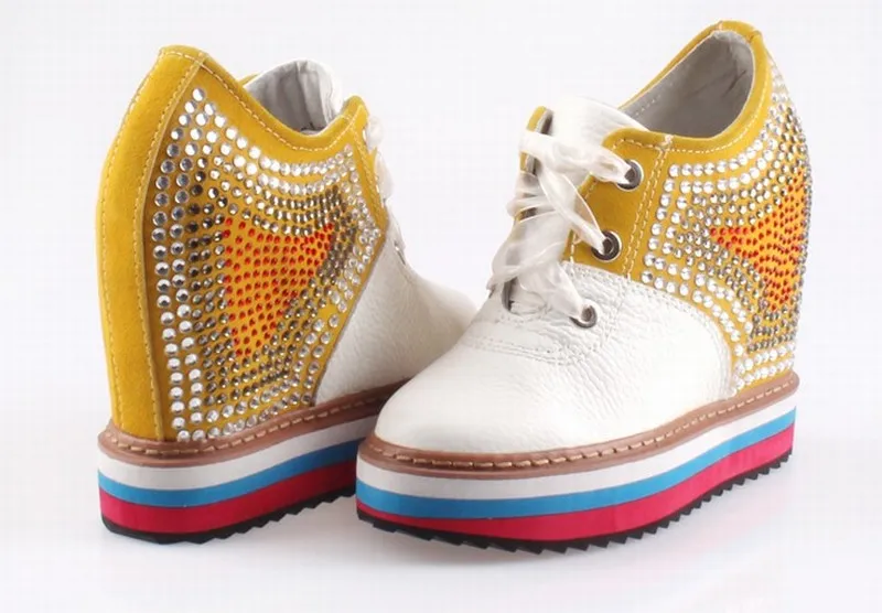 Cyabmoz Women Shoes Woman Platform Wedge Sexy High heels Rhinestone Height increasing Mixed colors Party Zapatos mujer | Обувь