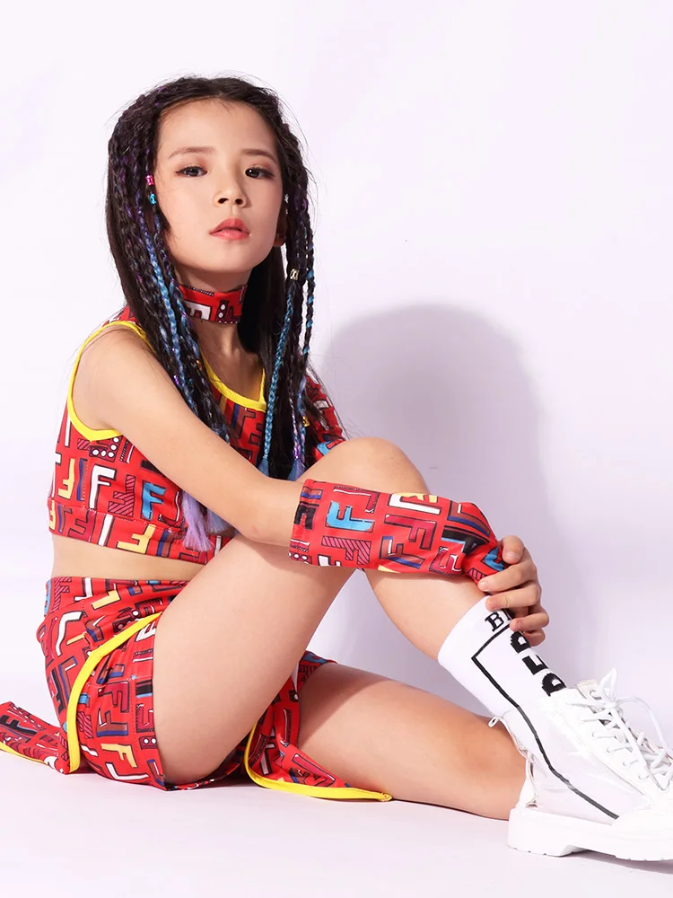 Новая танцевальная одежда для девочек Одежда танцев хип-хоп уличные