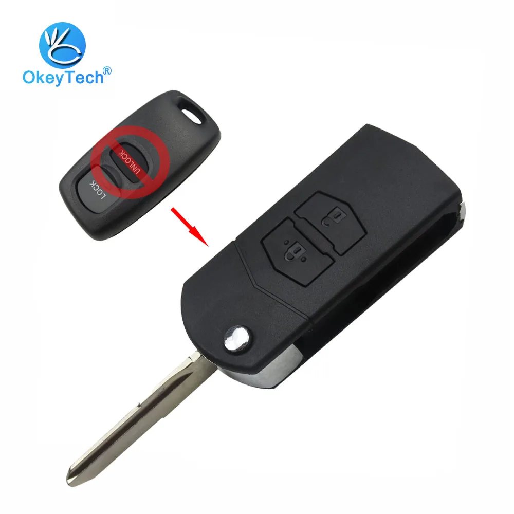 Складной модифицированный чехол для автомобильного ключа OkeyTech Mazda с 2 кнопками и