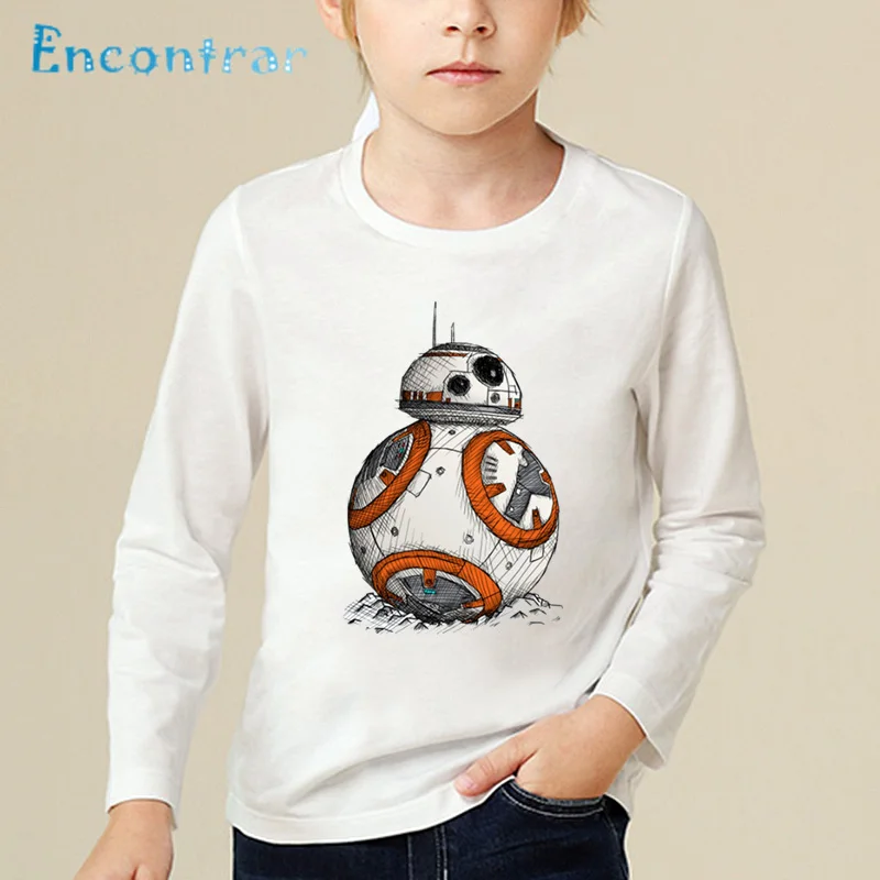 Детская забавная футболка с принтом BB-8 на ходу детские топы Звездные войны