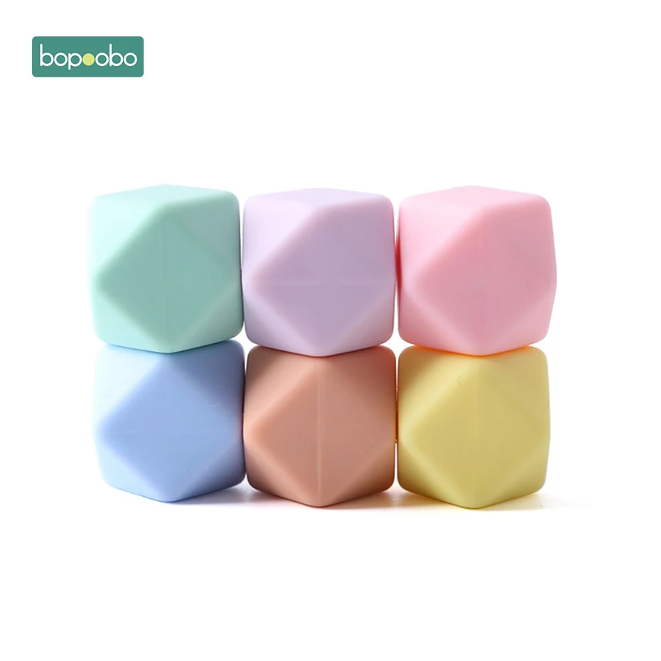 Candy Color Bopoobo 17 мм силиконовые бусины для кормления аксессуары 10 шт. красочные силиконовые шестигранные бусины Монтессори игрушки Детские принадлежности для кормления - Цвет: Candy Color