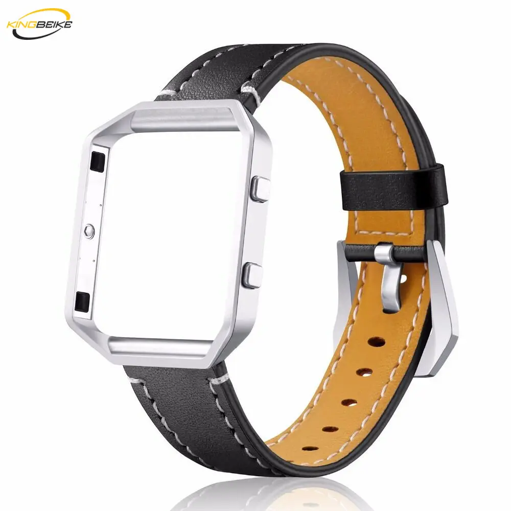 KINGBEIKE 100% ремешок из натуральной кожи + рамка для Fitbit часы Blaze высокого качества