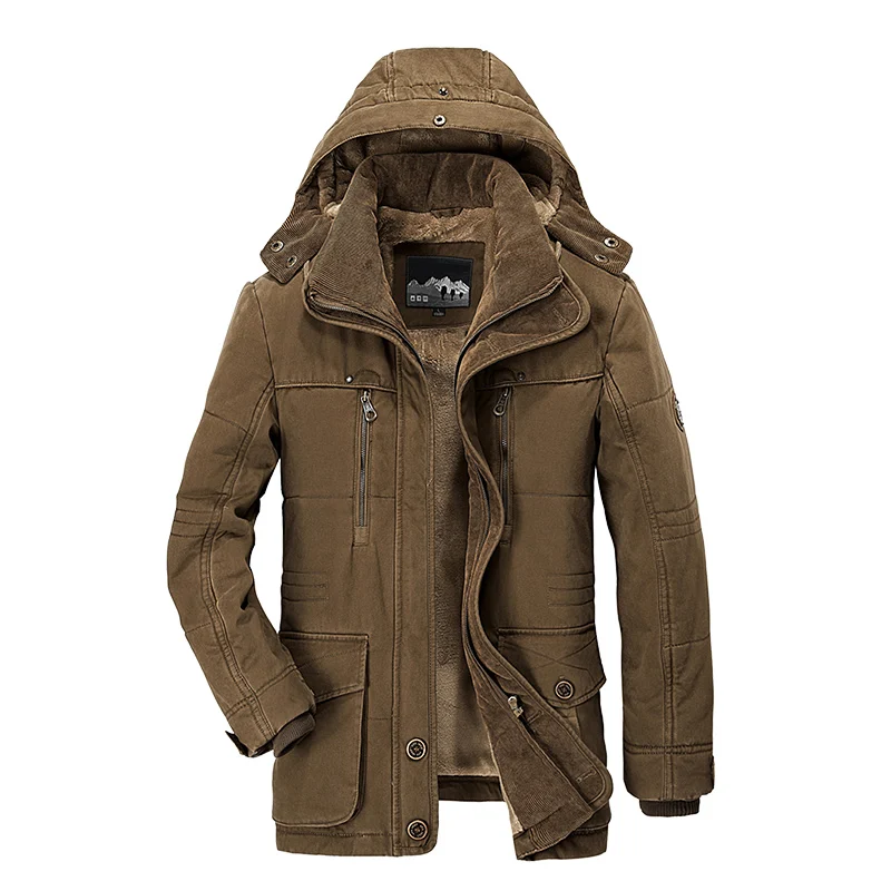 Winter Jacket Men Thick Long Warm Outerwear Parka Fur Lined Military Army Coat Male Puffer Fleece Windbreaker | Мужская одежда