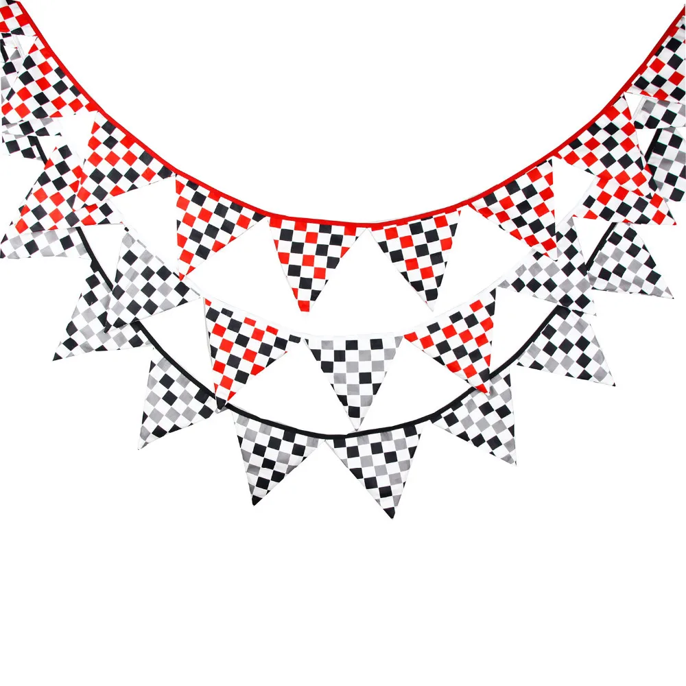 

New 3.1M 12flags motorcycle race Fabric Bunting Boy Birthday Party Decoration Photo Prop Customize Banner