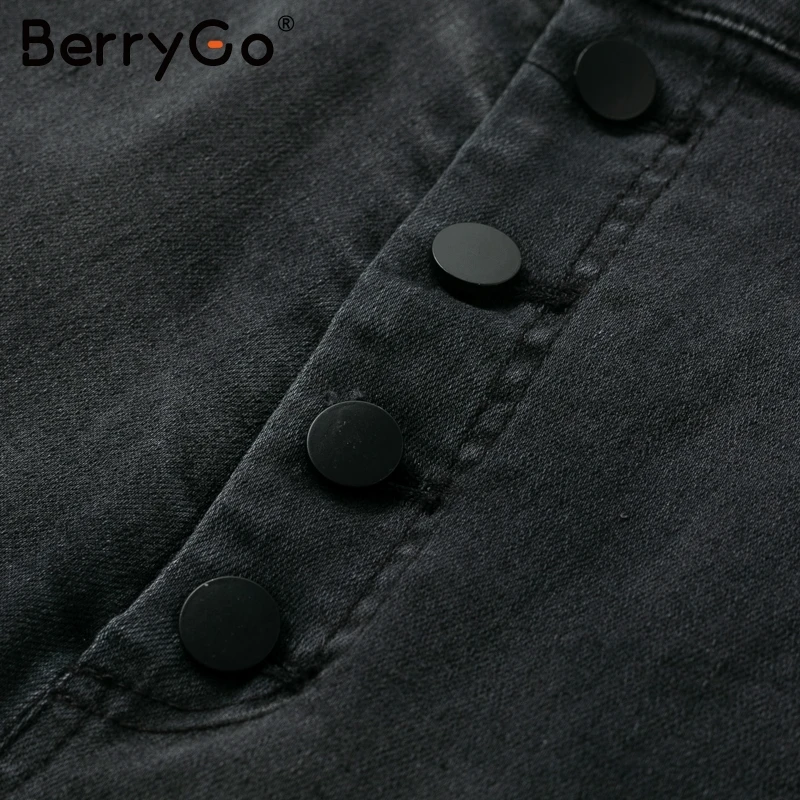 Berrygo повседневные узкие джинсы с высокой талией и пуговицами, женские повседневные джинсы-карандаш со складками, женские летние модные джинсовые брюки, Капри