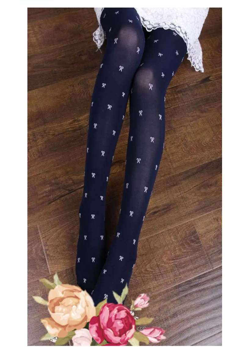 W085 butterfly Navy Женские колготки, крупный горох, колготки, Ретро стиль, высокое качество, бесшовное бархатное, Лолита, модные колготки, карамельные цвета, Чулочные изделия, чулки - Цвет: W085 butterfly Navy