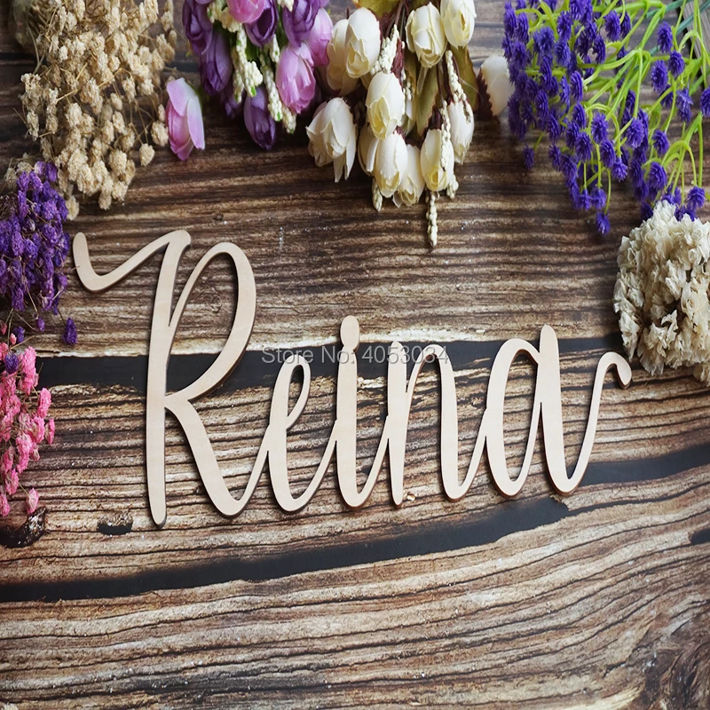 Reina Custom Script LOWERCASE слово деревянный знак-деревянные, на выбор знак, пользовательский деревянный подарок, деревянный свадебный подарок, 5 лет Annive