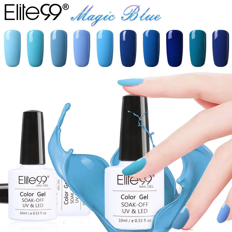 Elite99 UV Base Top Coat Gorgeous Blue Colored Gel Polish 1 Pc 10ml Long Lasting Lamp Nail Varnish 12 Colors | Красота и здоровье