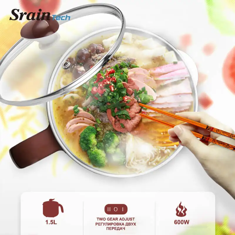 Sraintech Mini Multi Плита 1.5L Еда Класс Нержавеющая сталь Электрический Hot Pot рис отварить