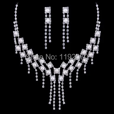(1 Pc)European (iamond Pearl Tassels) as Picture Alloy Necklace and Earring|necklace wire|necklace earring setnecklace rack |