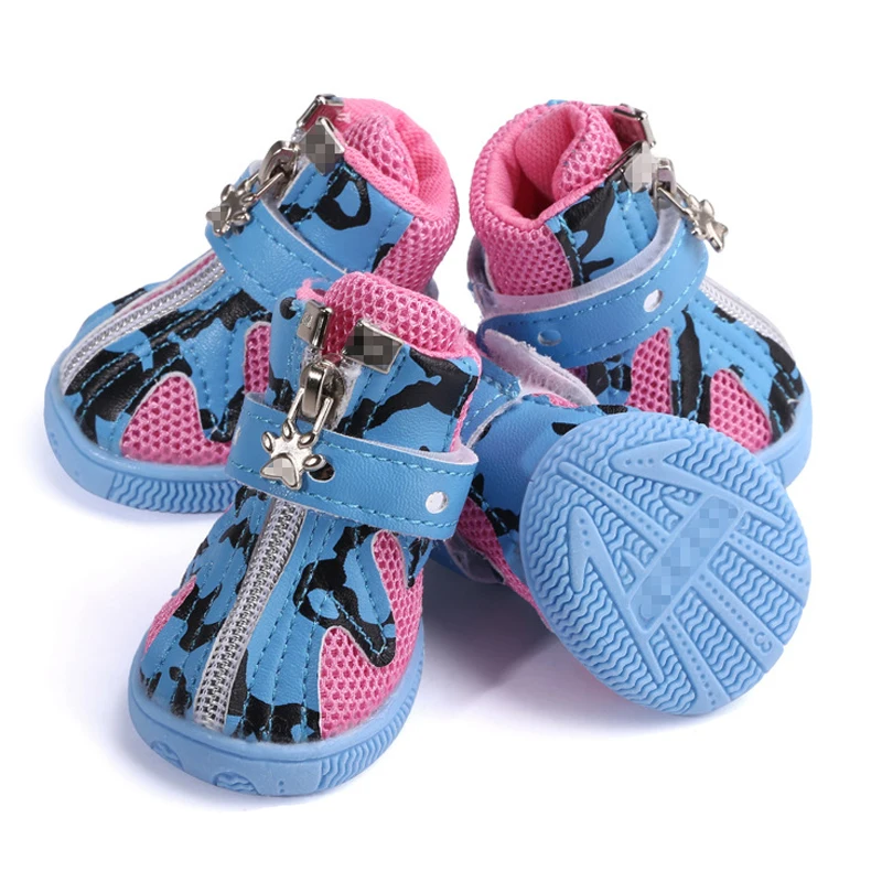 

4Pcs/Set Winter Puppy Pet Dog Stripe Shoes Casual Breathable Anti-slip Shoes Sneaker Shoes For Teddy Small Dog Cat Boots
