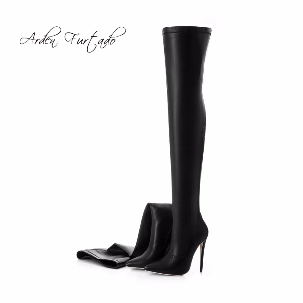 

Arden Furtado Spring Woman Over The Knee Boots High Heels 12cm Slip on Pointed Toe Stilettos Heels Stretch Boots Big Size 48