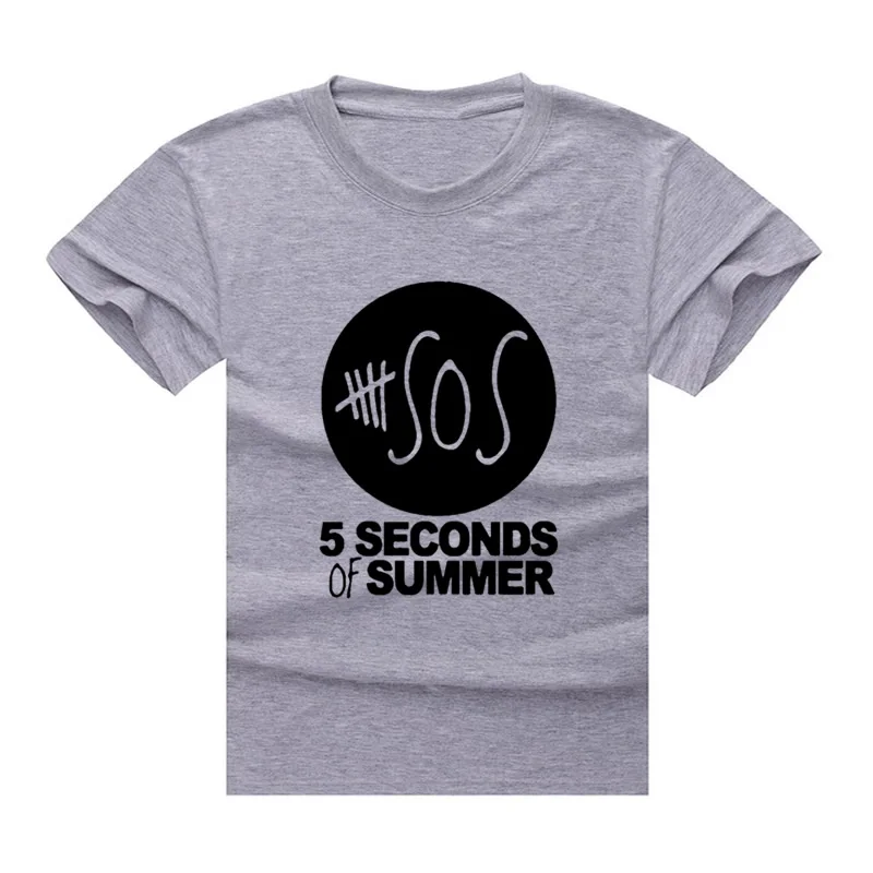 Gray Модные женские футболки Harajuku 5 Seconds Of Summer футболка для женщин повседневные топы с коротким рукавом Одежда для пар - Цвет: Gray