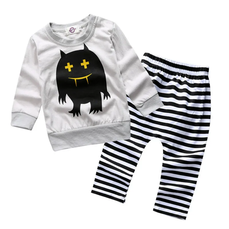 2018 New Spring Autumn 2pcs Baby Boy Clothes Long Sleeve Cotton T-shirt and Trousers Set Infant Toddler Clothing Kids Outfits |