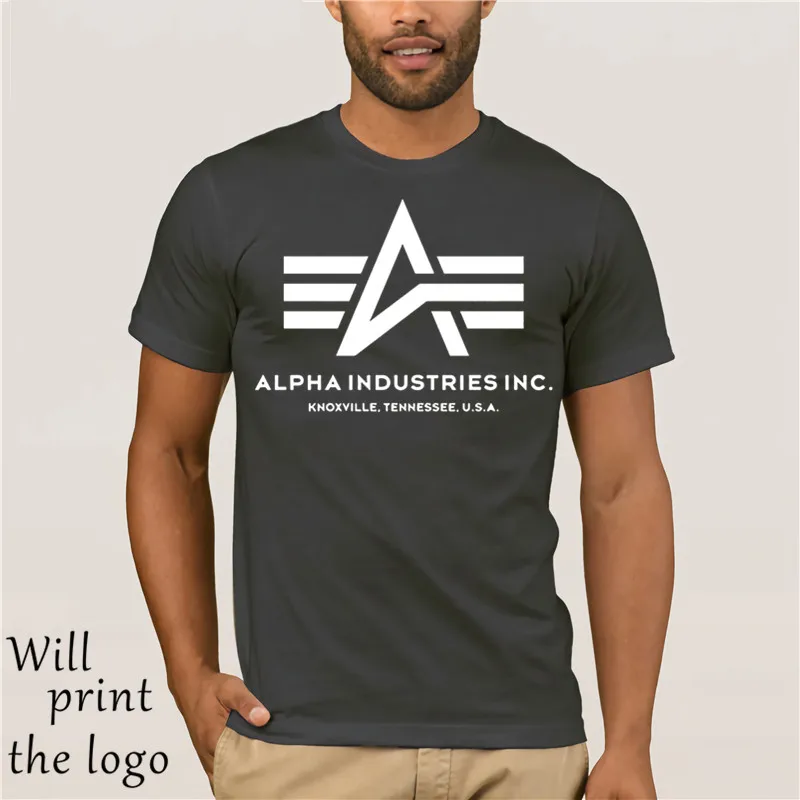 Мужская модная футболка 2017 Alpha Industries хлопковая с короткими рукавами Повседневная